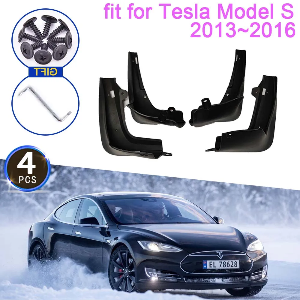 

MudFlap For Tesla Model S 2013~2016 2014 2015 Accessories Mudguards Splash Guards Fender Flare Front Rear Wheels 4Pcs Car Stying