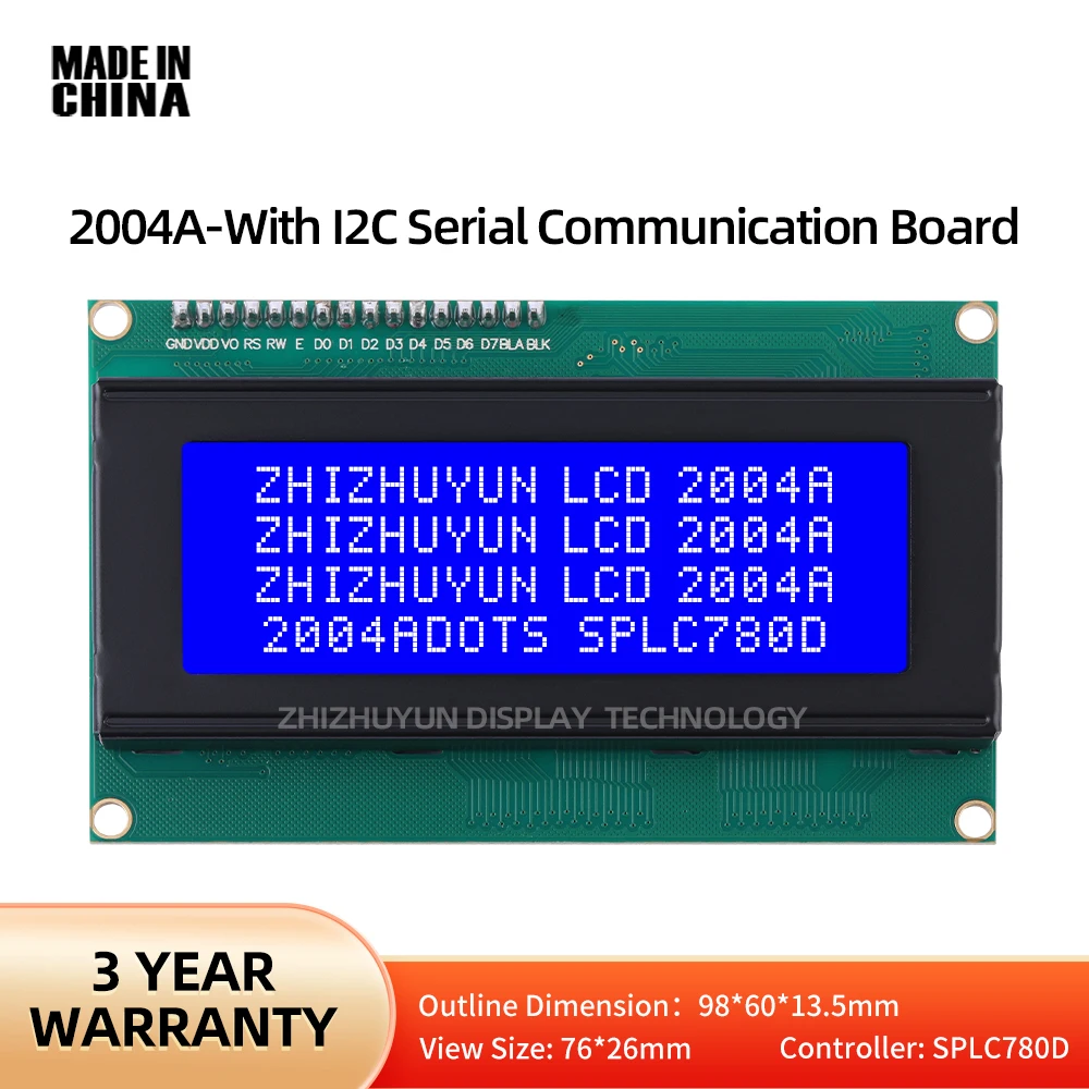 Módulo de exibição LCD membrana azul, placa adaptadora IIC, grande quantidade de mercadorias spot, atacado, 2004A, PCF8574