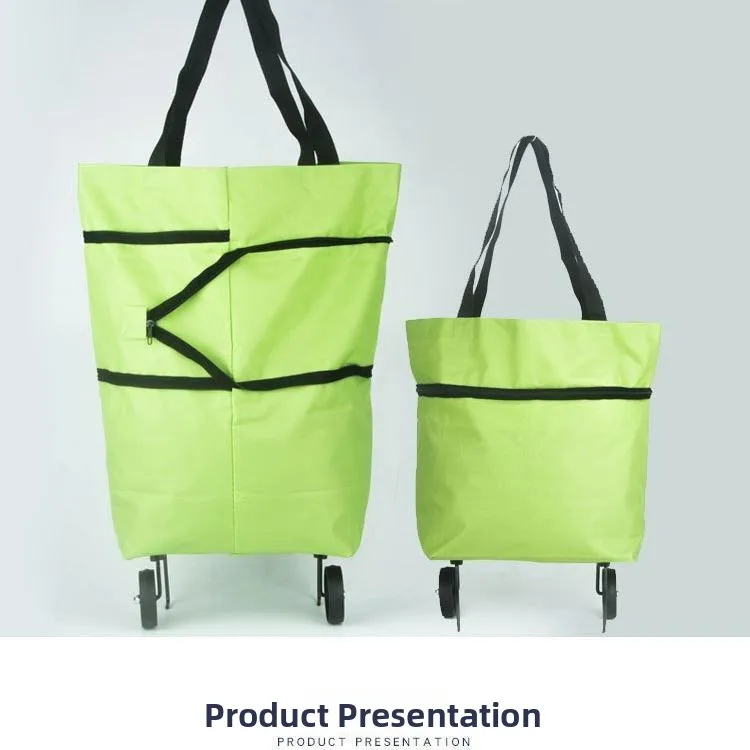 Foldable Shopping Cart Wheel Bag Portable Hand-Pulled Trolley Vegetable Buying Cart Oxford Cloth Material Retractable Handle
