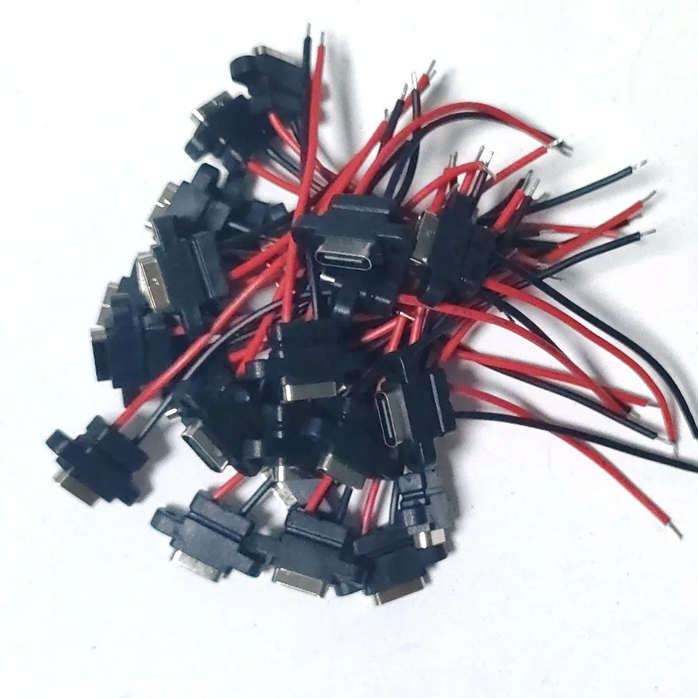 USB 3.1 waterproof female socket TYPE-C2PIN with wire bonding type waterproof female socket with double ears and holes