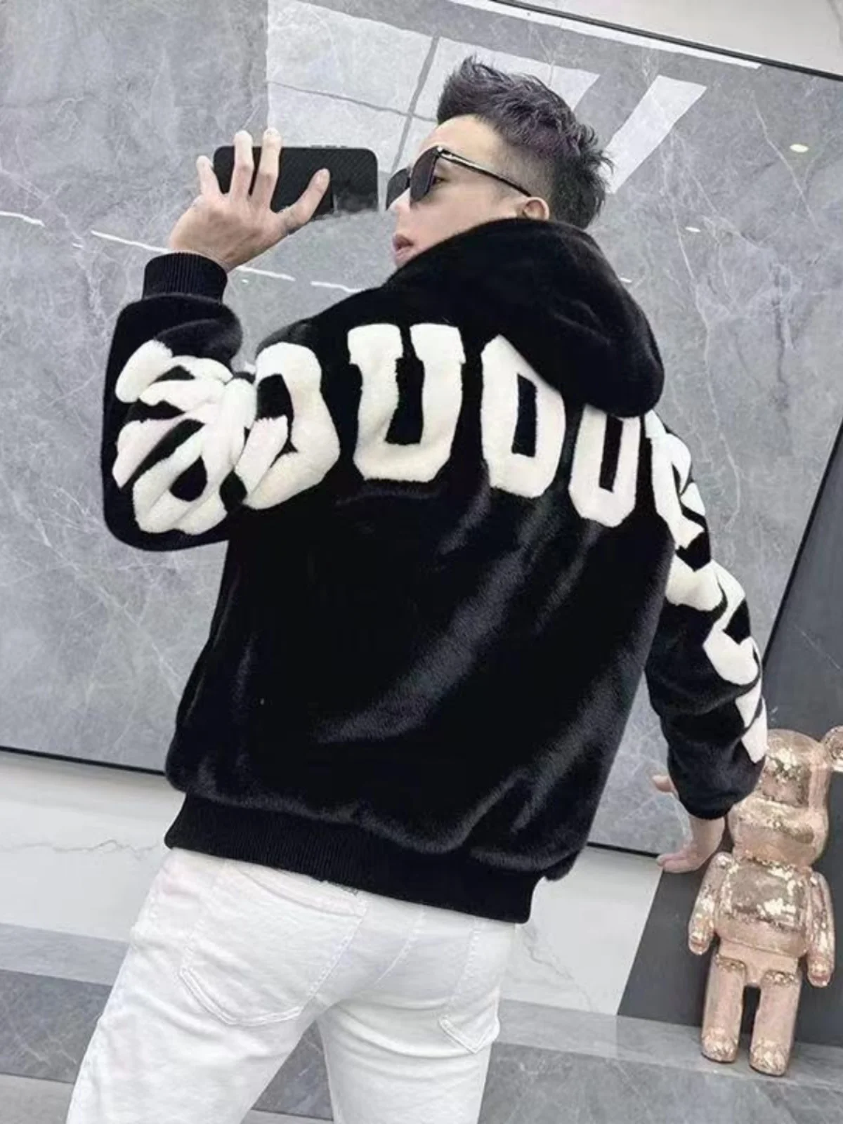 

Men's Fce Lined Hooded Jaet Autumn Winter Casual Faion Versatile Slim Fit Jaet Youthful Sle Windproof Zipper Closure