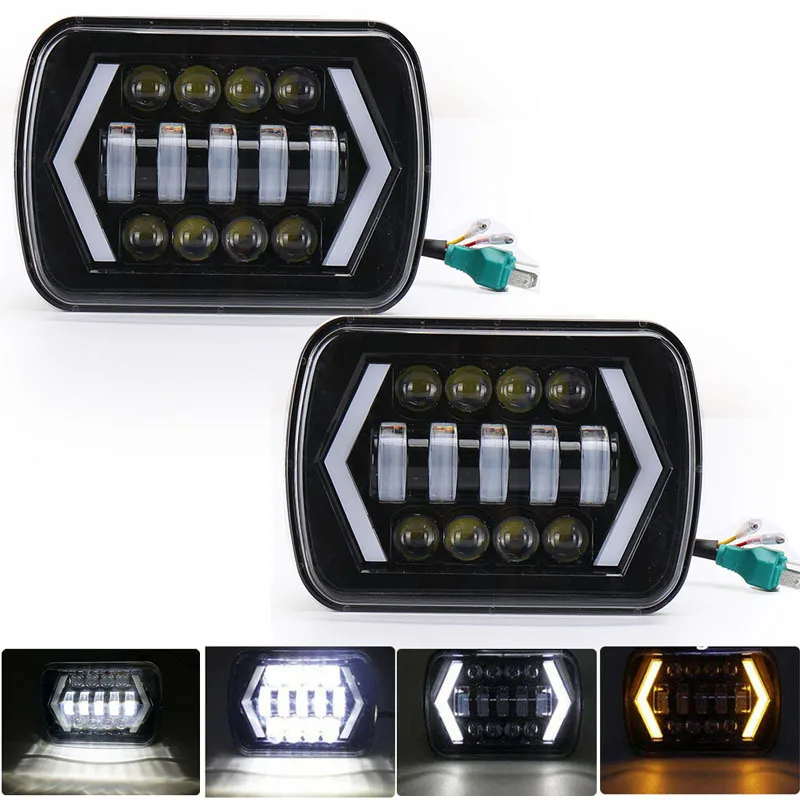 

Square 7Inch LED Headlight 5x7 4x6 55W Led Headlamp Hi/Low Turn Signal for 4x4 Suzuki Samurai Jeep Wrangler Off Road