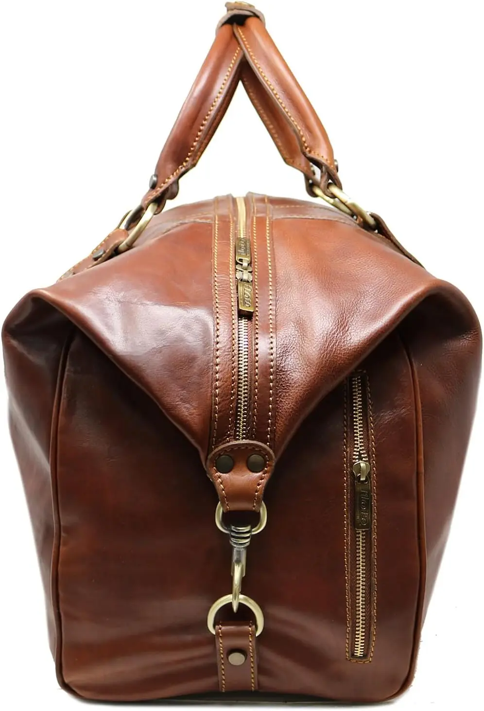 Weekender couro italiano Duffle Bag, Roma Travel Bag, Grande Brown, Grande