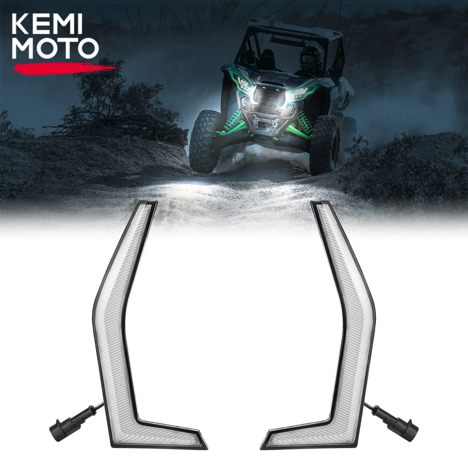 

KEMIMOTO UTV Front Grille Accent Lamps LED Fang Lights Compatible with Kawasaki Teryx KRX 1000 Special/Trail Edition 2020-2022