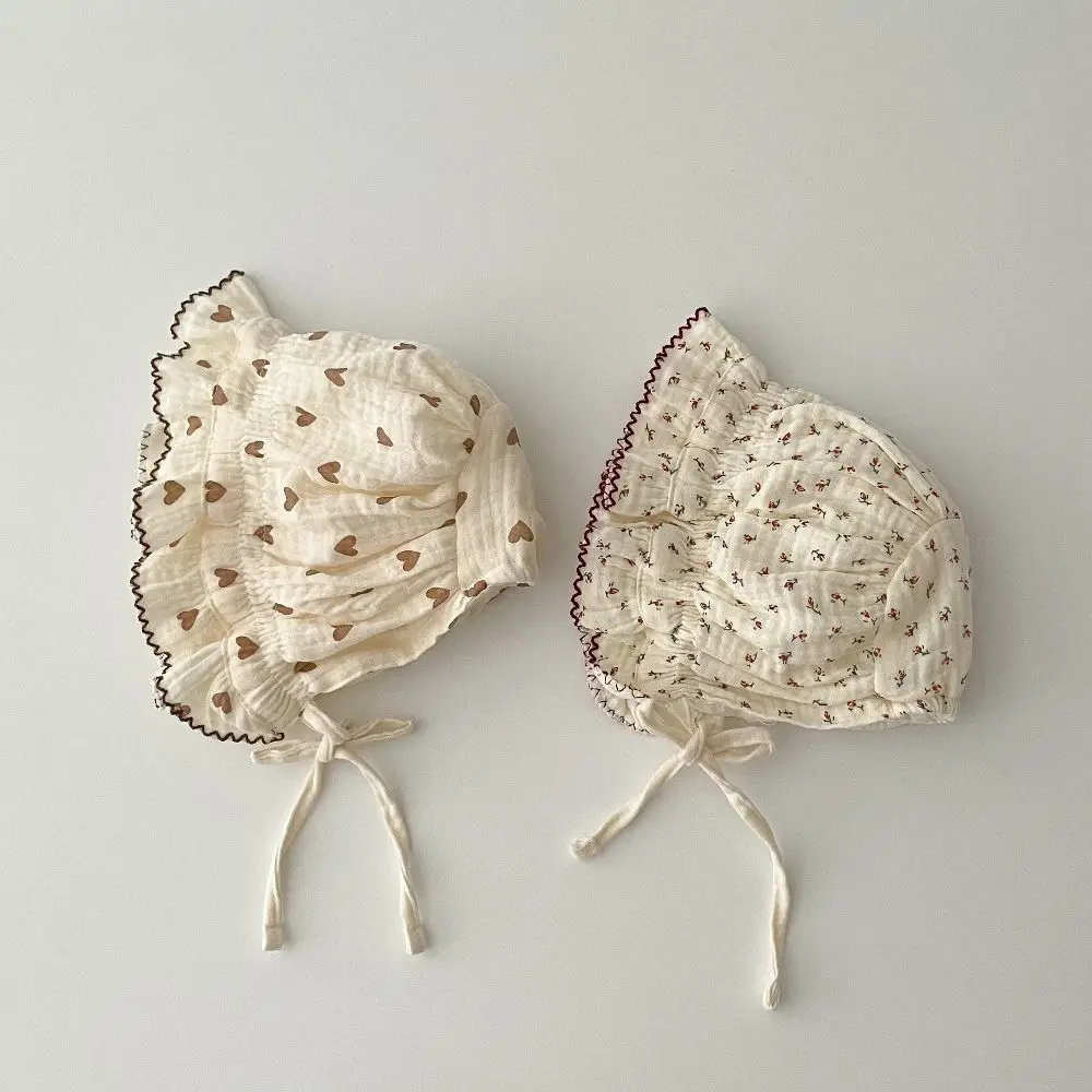 جديد القطن الخالص الطفل قبعة نقطة زهرة مطبوعة رقيقة قصر قبعة تنفس قبعة صغيرة الرضع الملحقات
