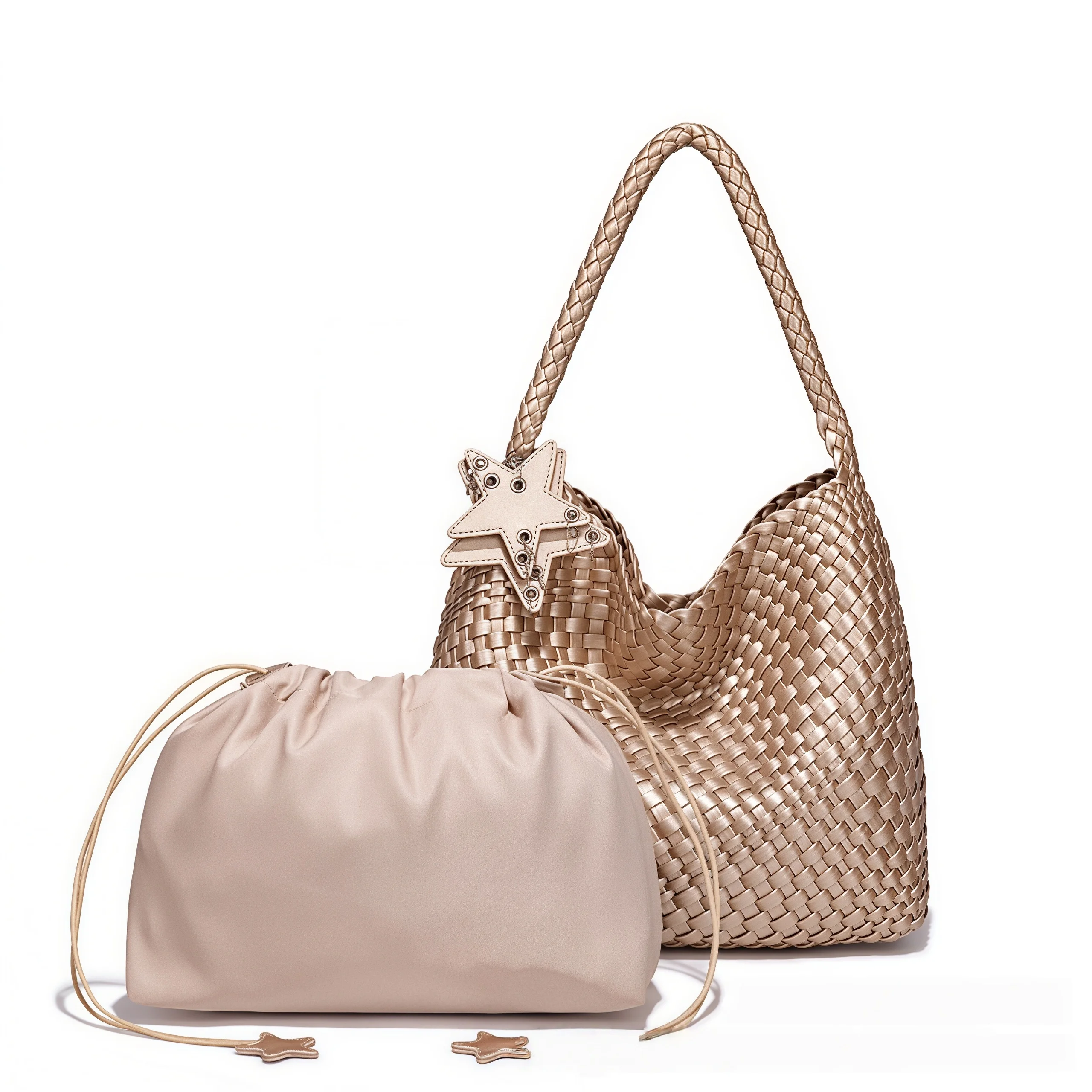 Simple and stylish commuter underarm shoulder woven bag Korean version large-capacity portable child and mother tote bag