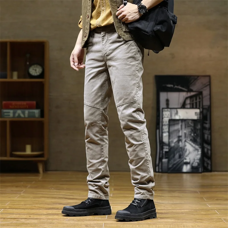 

American Sle Casual Cotton Straight Leg Men's Spring Pants Elastic Workwear Trousers Youthful Vitali Sle mid Waist