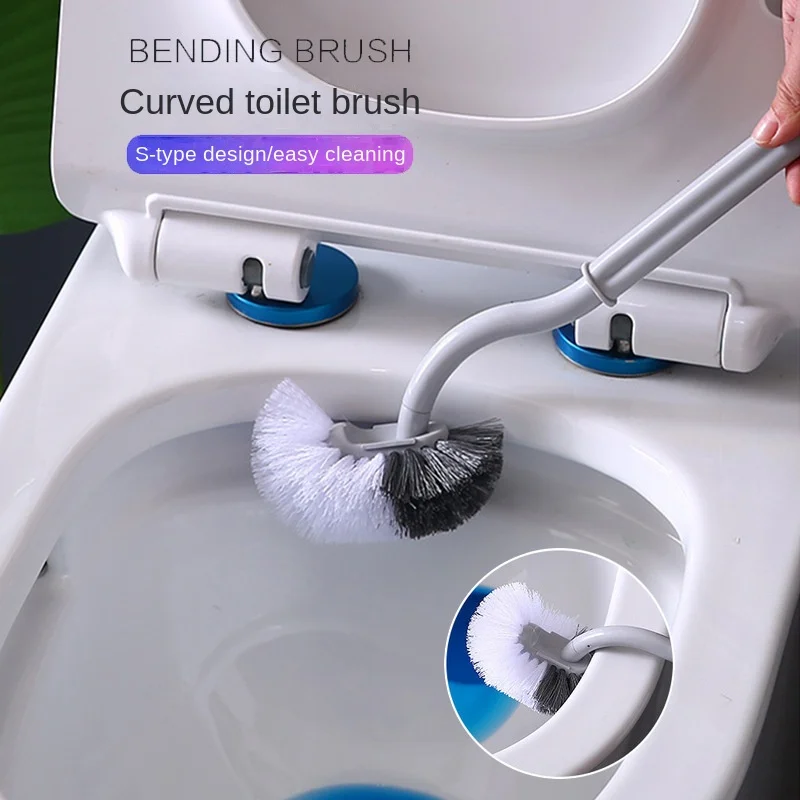 S-shaped Long Handle Toilet Cleaning Brush Home No Dead Ends Hard Bristles Bathroom Toilet Cleaning Tools Bathroom Accessories