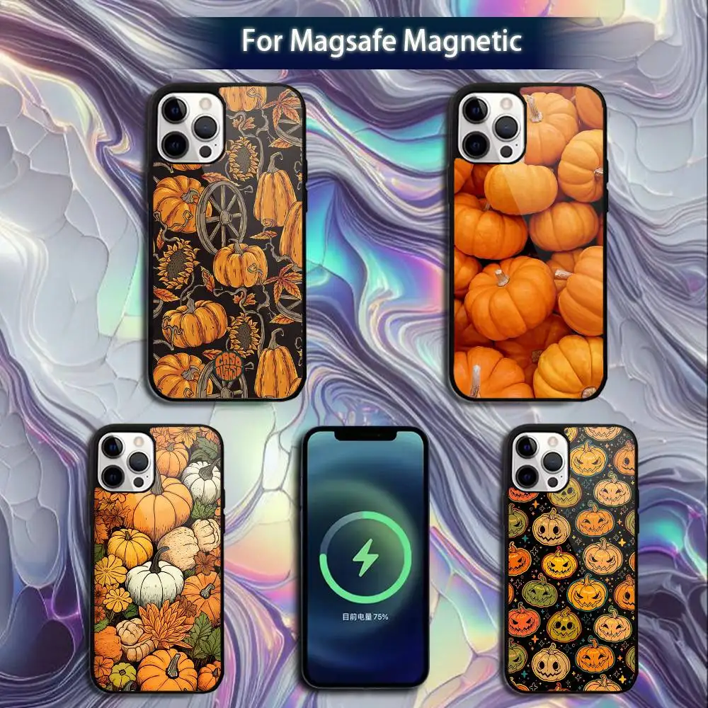 

Autumn leaves pumpkin Phone Case For iPhone 16e,16,15,14,13,12,11,Plus,Pro,Max,Mini Magsafe Magnetic Wireless Charging