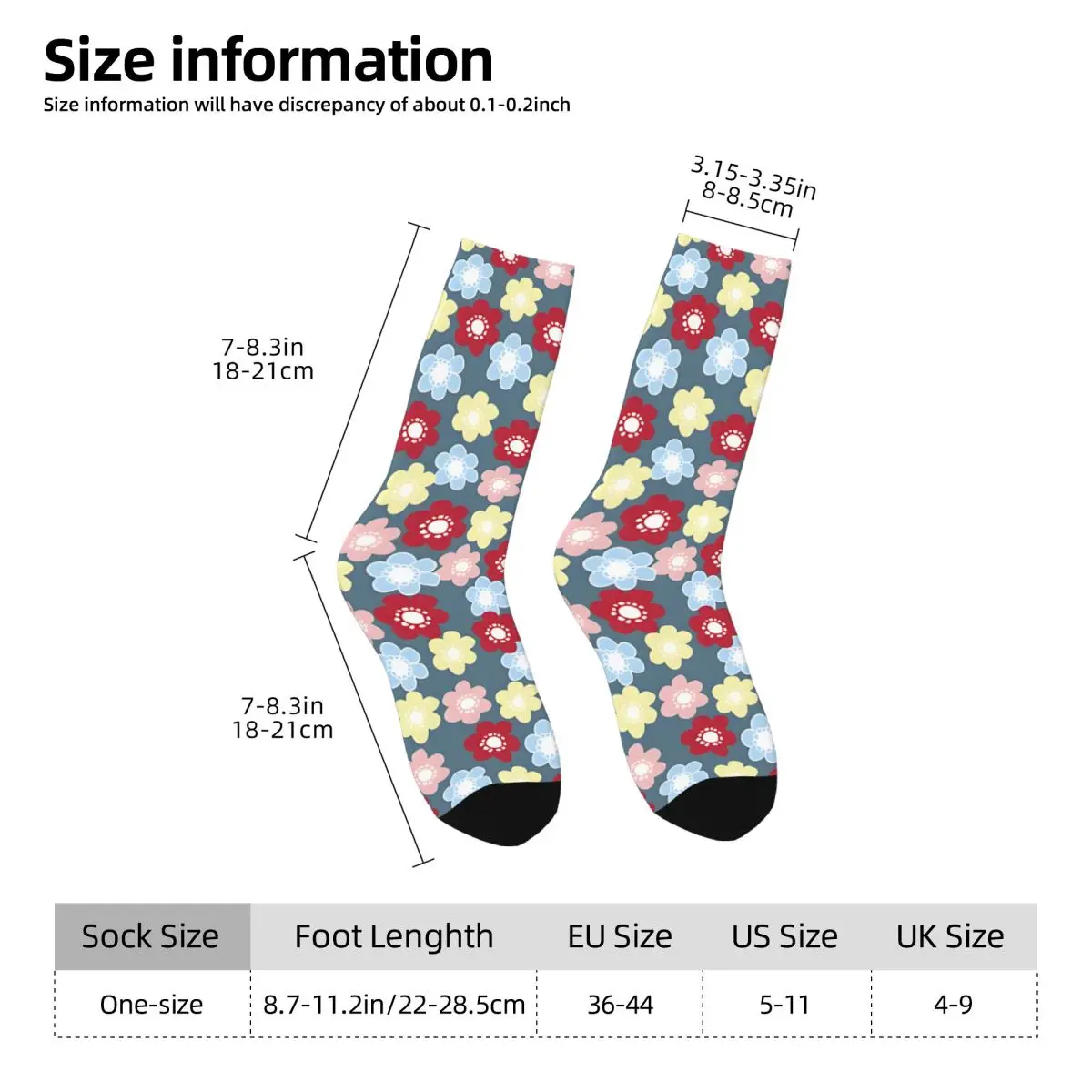 Flower Power Ditsy Floral In Teal, Pink, Blue And Yellow Men Women Socks Cycling Novelty Spring Summer Autumn Winter Gift