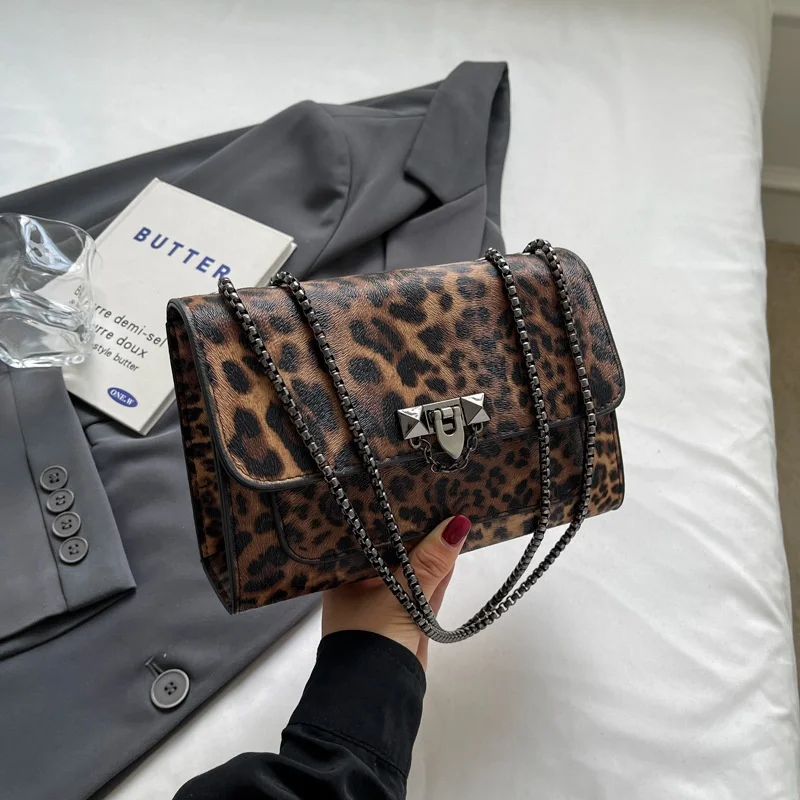 

Vintage Leopard Women's Luxury Design Small Handbag And Purse Lady Travel Shoulder Messenger Bag Flap Bolsos