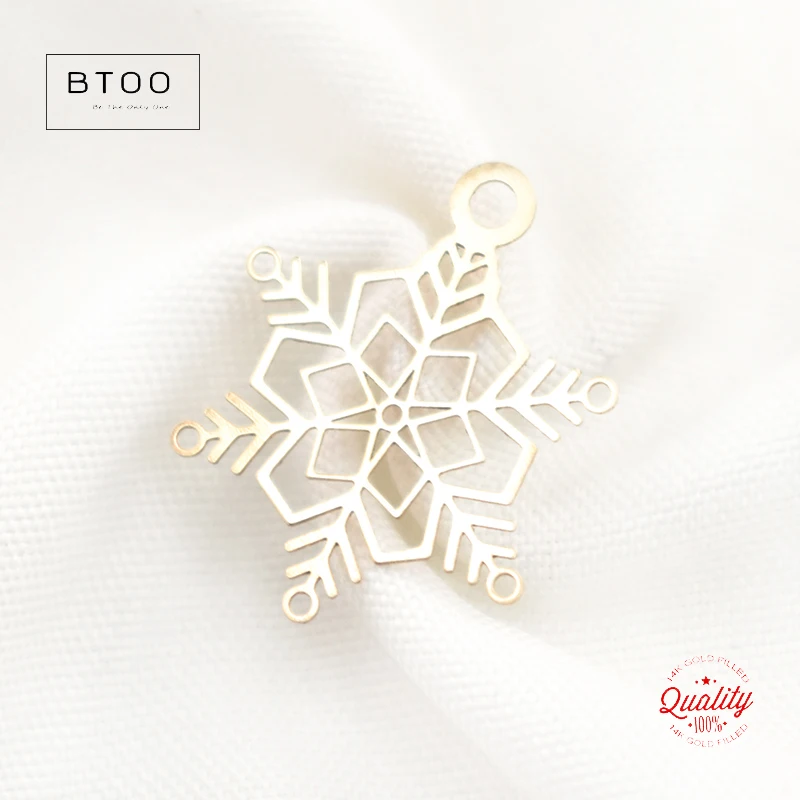 Snowflake Charm 14K Gold Filled Snowflake Gold Charm Jewelry for DIY Bracelet Necklace Making Tarnish Resistant Jewelry Findings