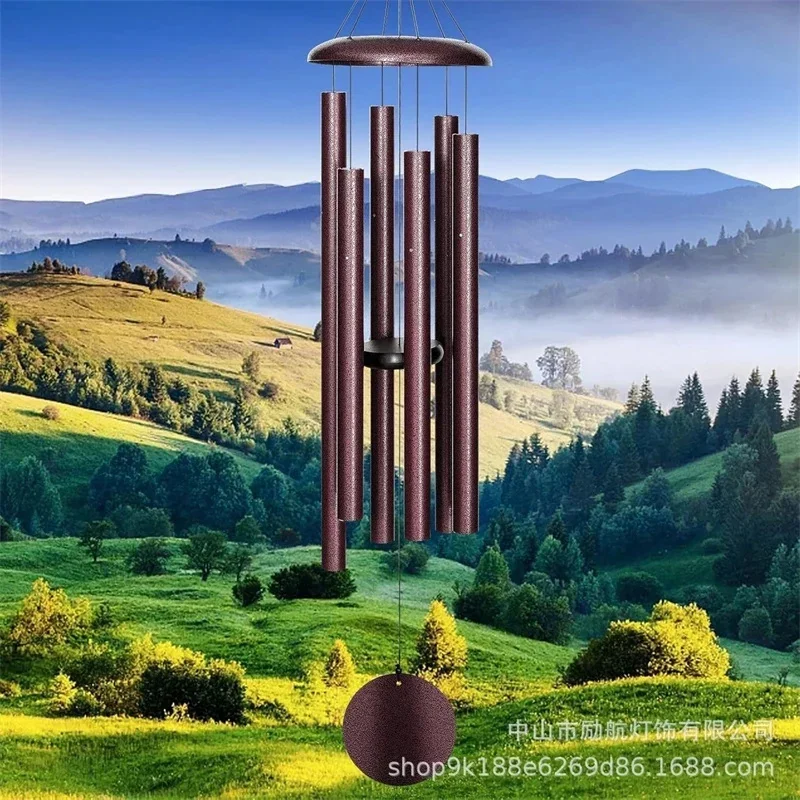 45 Inch Outdoor Wind Chime Red Aluminum Tube Garden Bell With Iron Top Cap Musical Yard Patio Decoration Gift For Mom