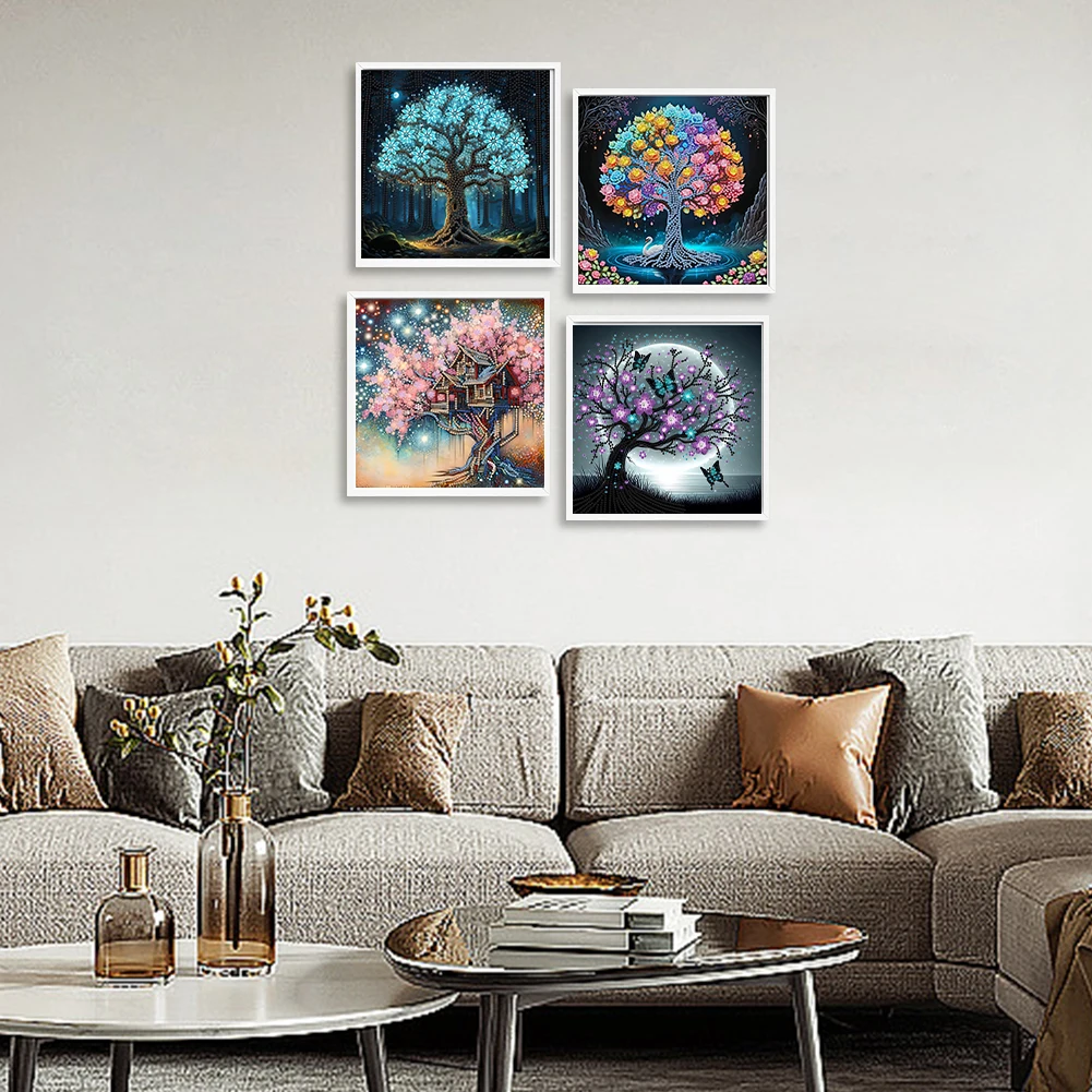 

Набор для алмазной вышивки «Дерево» (4 шт.), 30x30 см, для домашнего декора