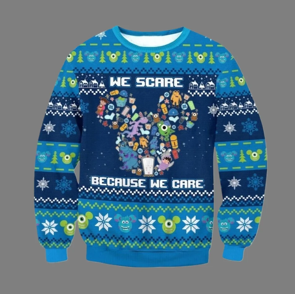 Семейный фильм Диснея, тема персонажа, уродливый свитер, рождественская вечеринка, толстовка с круглым вырезом, увеличенная новая коллекция для взрослых, осень/зима