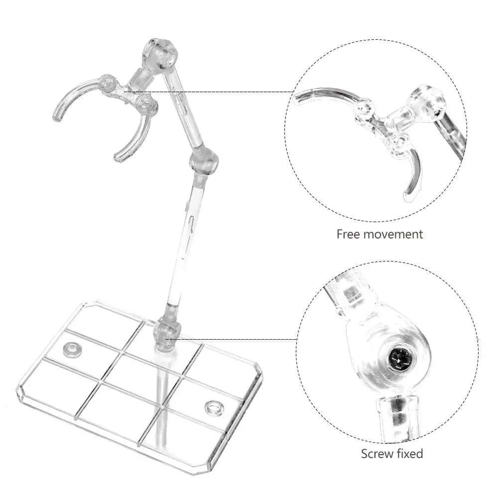 Action Figure Display Stand Adjustable Holder Sturdy Base Clear Doll Model Support Stand for 6 in HG RG SD SHF Gundam 1/144 Toy
