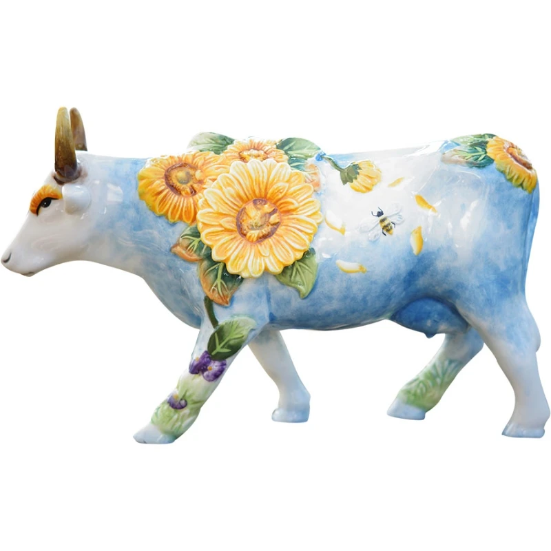 American countryside sunflower ceramic cow decoration living room desktop porch wine cabinet home accessories