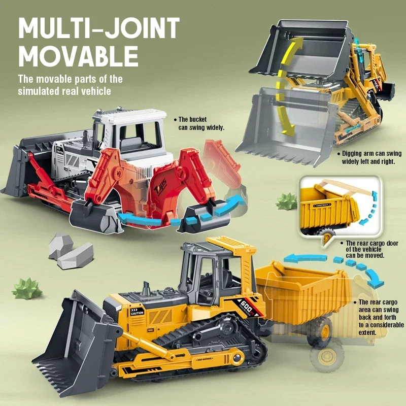Modèle de Bulldozer multifonctionnel, camion de simulation, voiture à Double tête, chariot élévateur, véhicule de Transport inertiel, jouets pour garçons, cadeau pour enfants, 1/24
