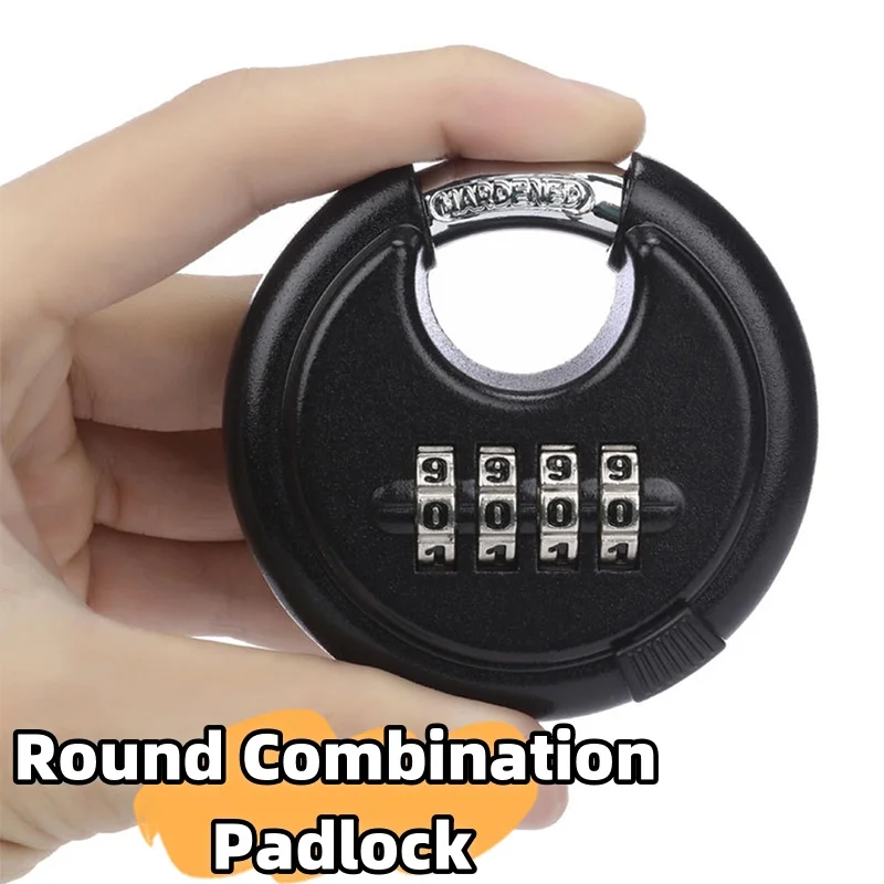 4-Digit Password Outdoor Waterproof Round Combination Padlock Zinc Alloy Warehouse Storage Smart Lock Durable Anti-theft