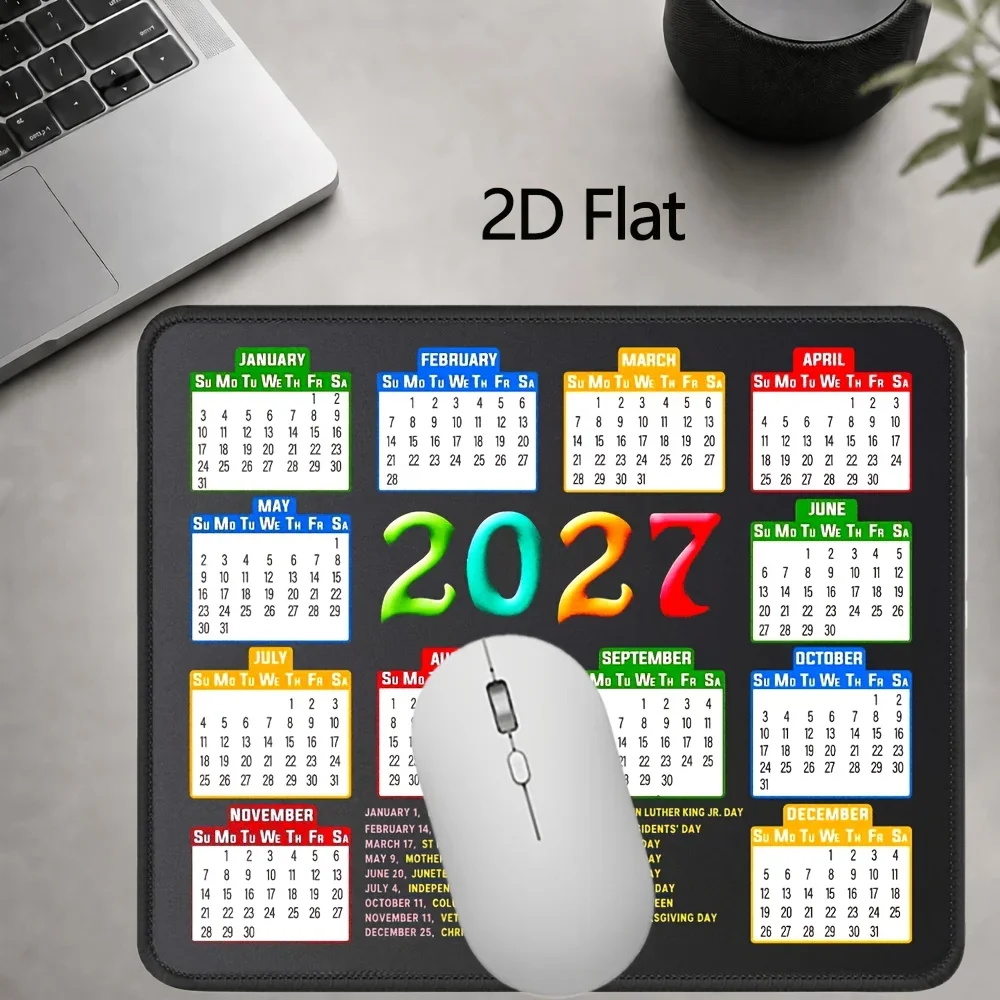Small Mouse pad 2027 calendar black, edge Anti-slip rubber suitable computer laptops portable square table mats New Year gifts