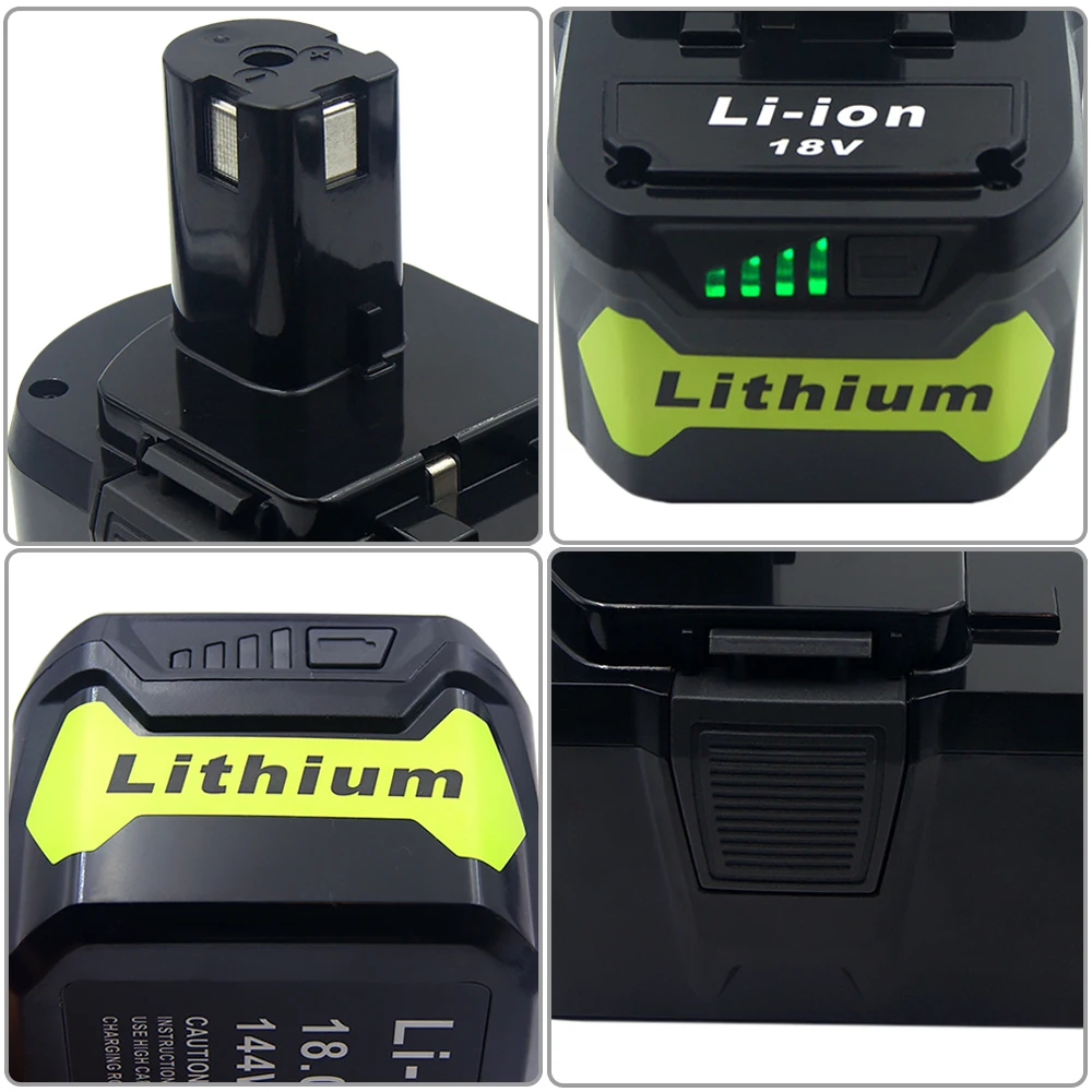 8.0/6.0Ah 18V Li-ion Rechargeable Battery for Ryobi ONE+ P108 P107 P122 P104 P105 P102 P103 P109 RB18L25 RB18L40 Cordless drills