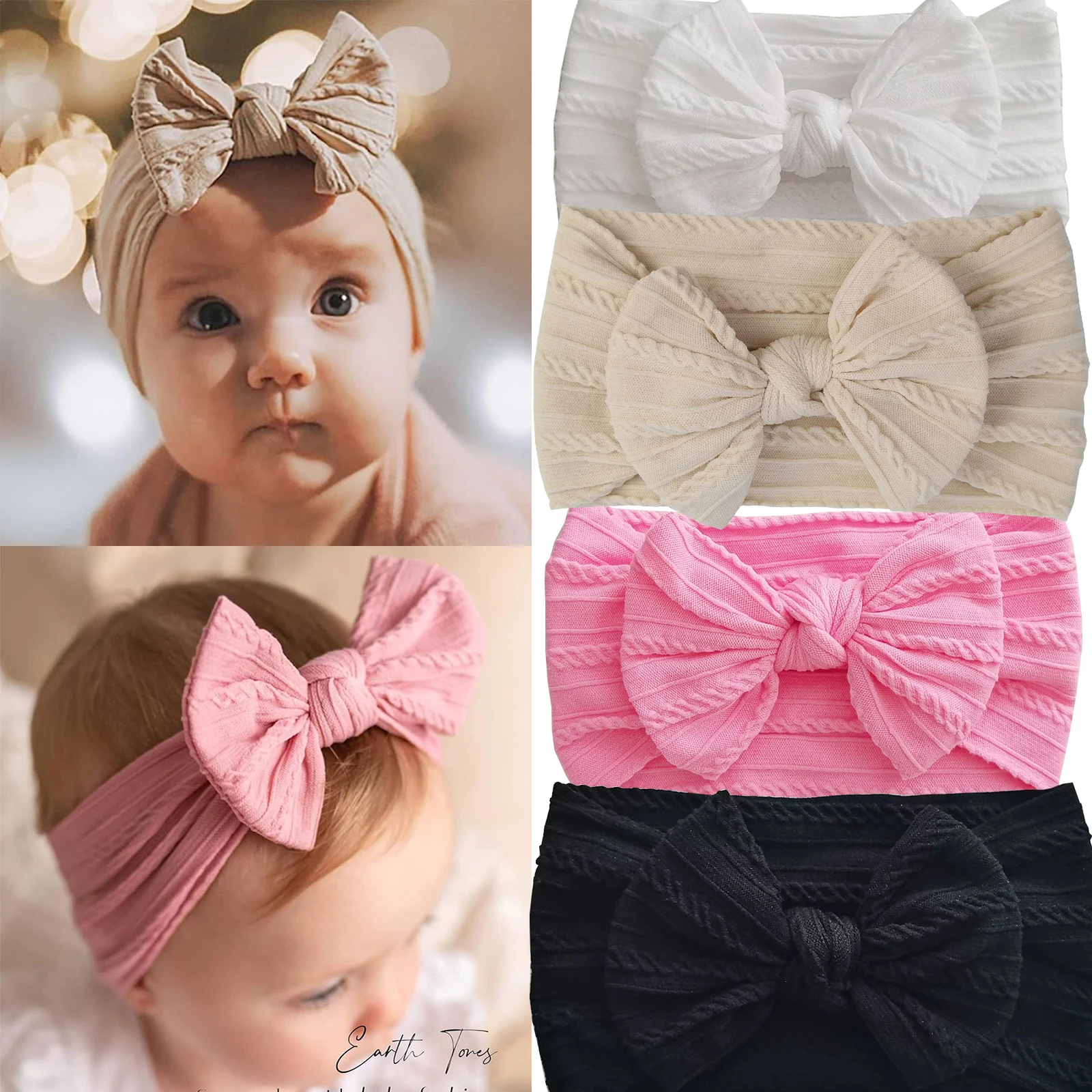 1/3/4/6Pcs Solid Color Baby Headband Bow Children Hair Band Elastic Nylon Newborn Soft Turban Headwrap Kid Hair Accessories image 6