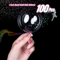 100 Pcs Small Clear Balloons, Mini 5 inch Round Small BoBo Balloons Latex Free Crystal Tranparent Bubble Balloons for Party