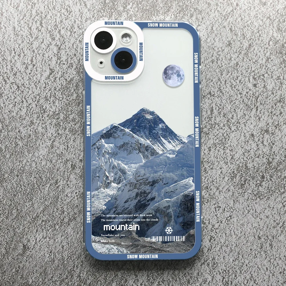 Estetica Snow Mountain Angel Eyes Cassa Del Telefono Per iPhone 16 15 14 13 12 11 Mini Pro Max XS X XR SE 7 8 Plus Copertura Trasparente