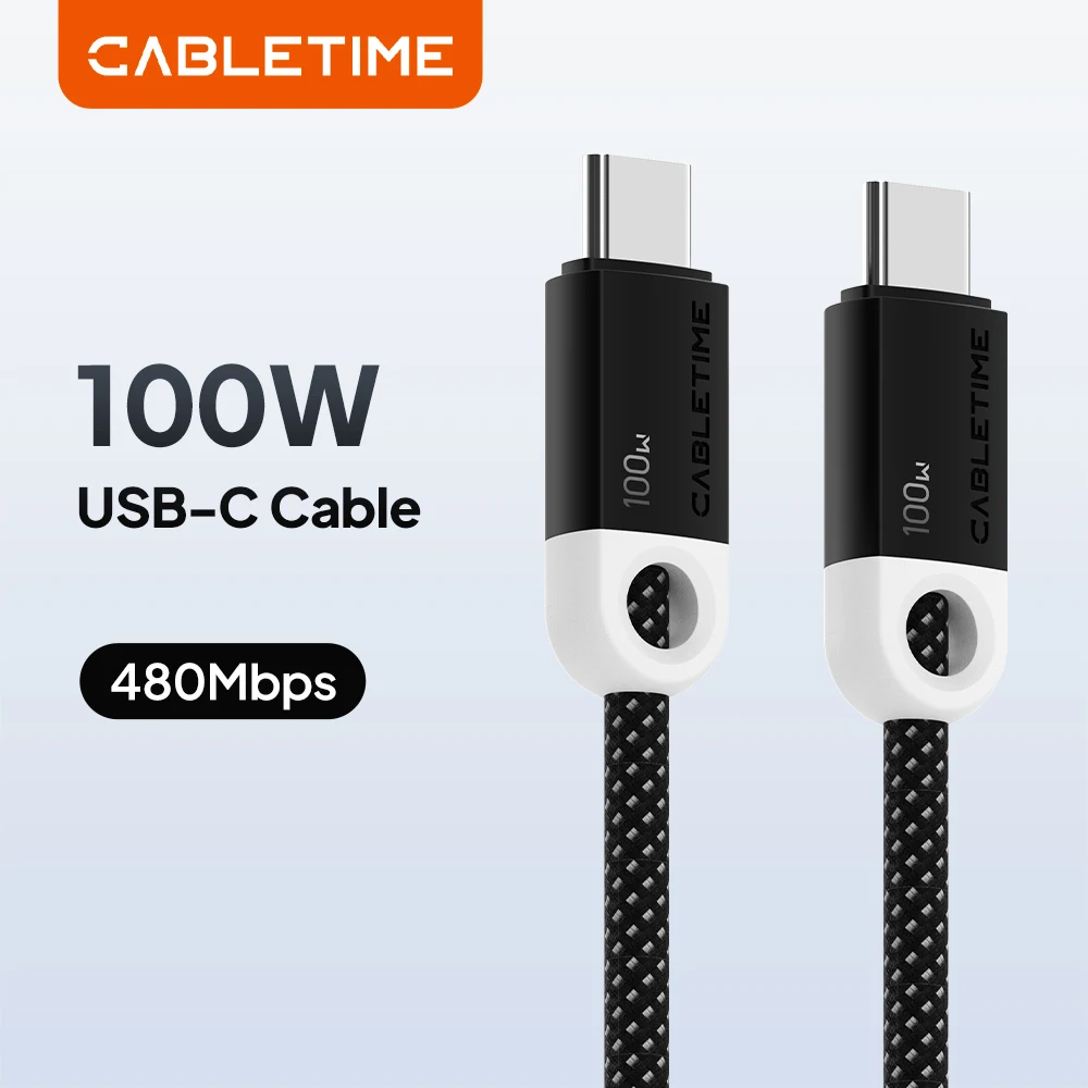 CABLETIME PD 100W USB Typ-C-Kabel für iPad MacBook Pro Xiaomi Samsung Huawei Schnellladekabel USB-C-Datenkabel 100W