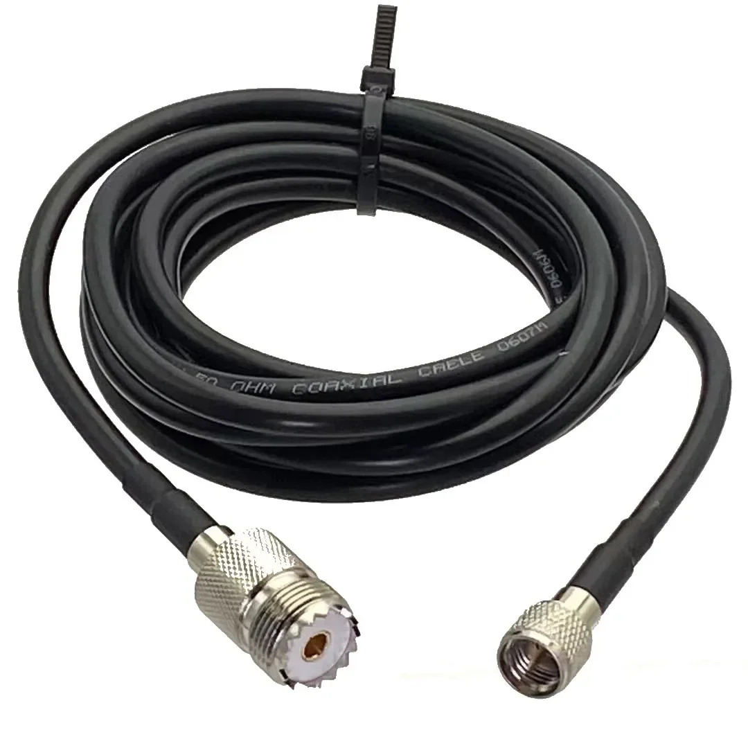 1pcs RG58 Cable UHF SO239 Female Jack to Mini UHF Male Plug Connector RF Coaxial Pigtail Jumper Adapter Straight New 6inch~10M