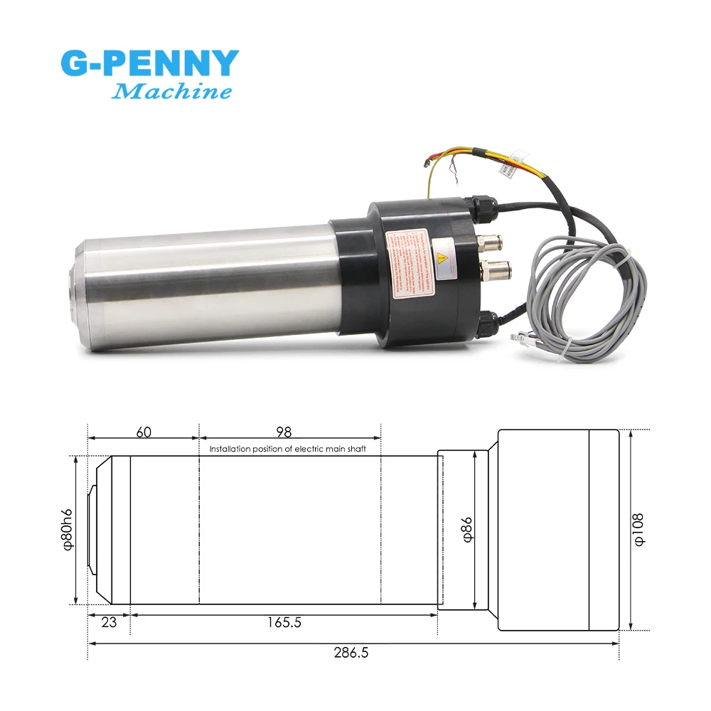 G-Penny 2.2kw Water Cooled Spindle ATC Spindle Motor 220v Speed 24000rpm 4 Pole 800Hz Metal/Wood Working & 2.2kw Inverter/VFD