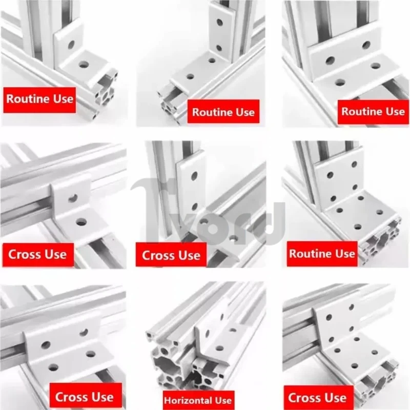 10pcs 2020 3030 4040 2040 Aluminum Profile 2 Hole 4 Hole L Shape Inside Corner Bracket 90 Degree Angle Corner Bracket Connector