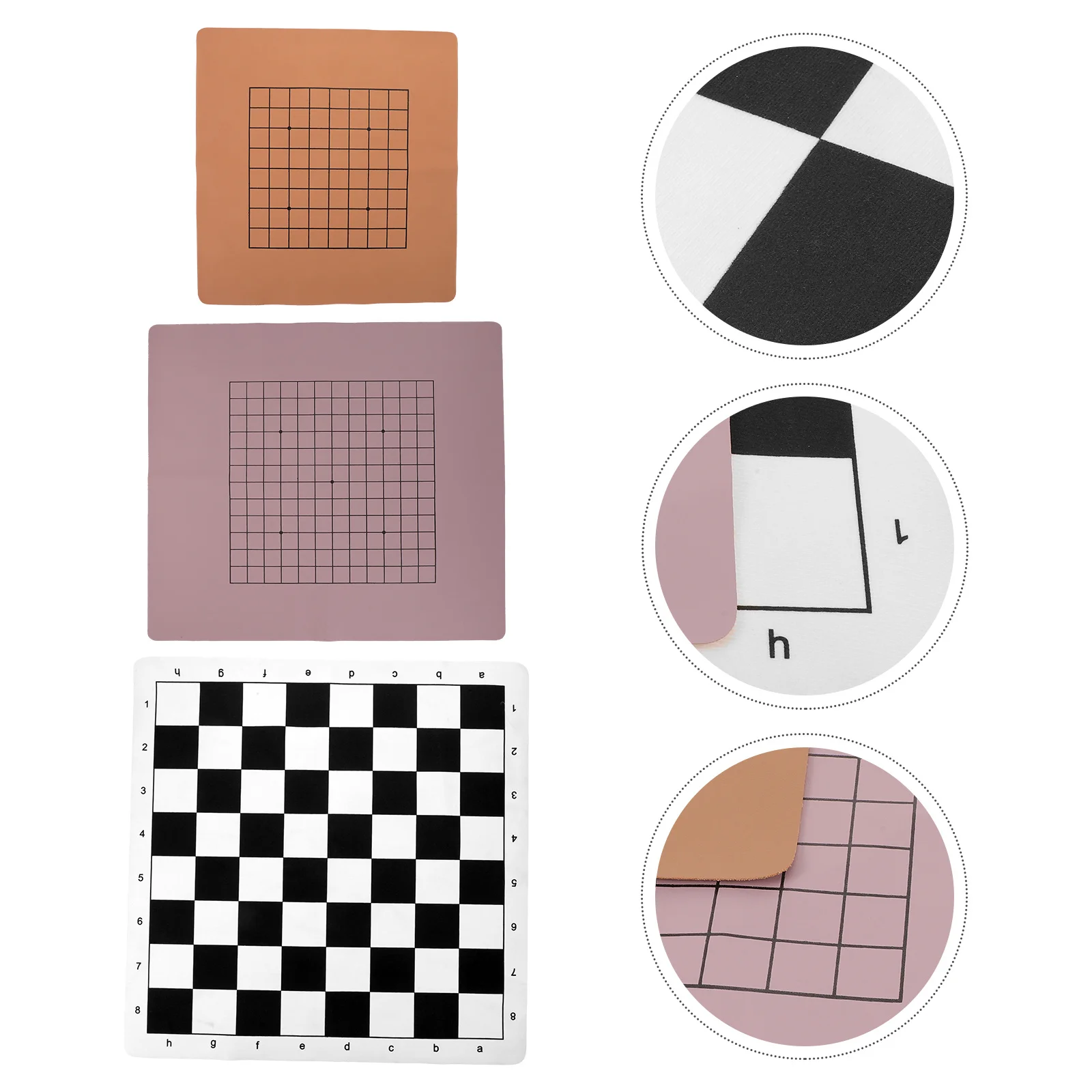 

3Pcs Folding Double Sided Chessboard Portable Roll Up Chess Mat for Xiangqi and Go Games Compact Game Board Accessory for Travel