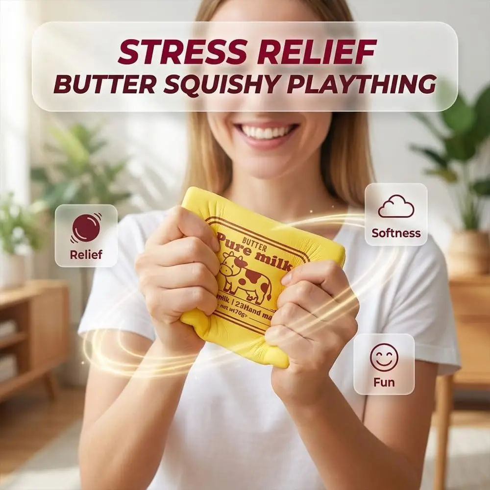 Creative Slow Rebound Butter Brick Squishy Soft Stress Relief Squishy Simulated Butter Block Sensory Fidget Stress Relief