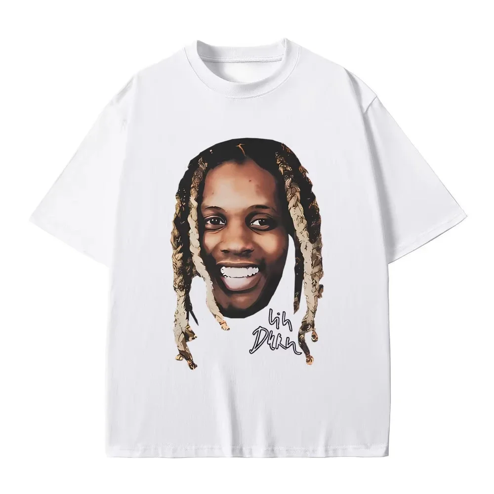 Rapper Lil Durk Head Graphic T-shirts Hip Hop Vintage Oversized Tshirt Casual Cotton T Shirts Rap 90s Streetwear