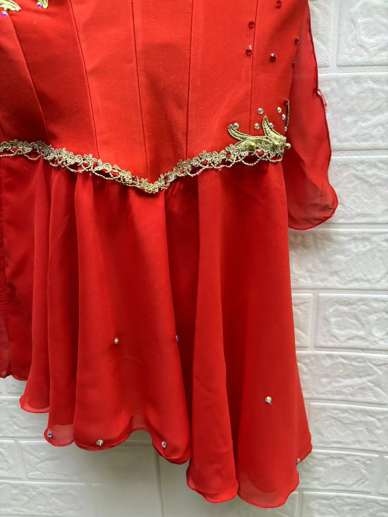 Fine Pattern Custom Size Custom Color Kids Girls Performance Wear Contemporary Red Lyrical Ballet Dress