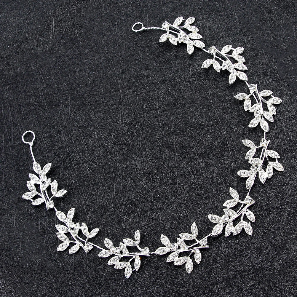 

Elegant Wedding Leaf Headband Bridal Rhinestone Headpiece Lightweight Hair Accessories For Party Prom Evening
