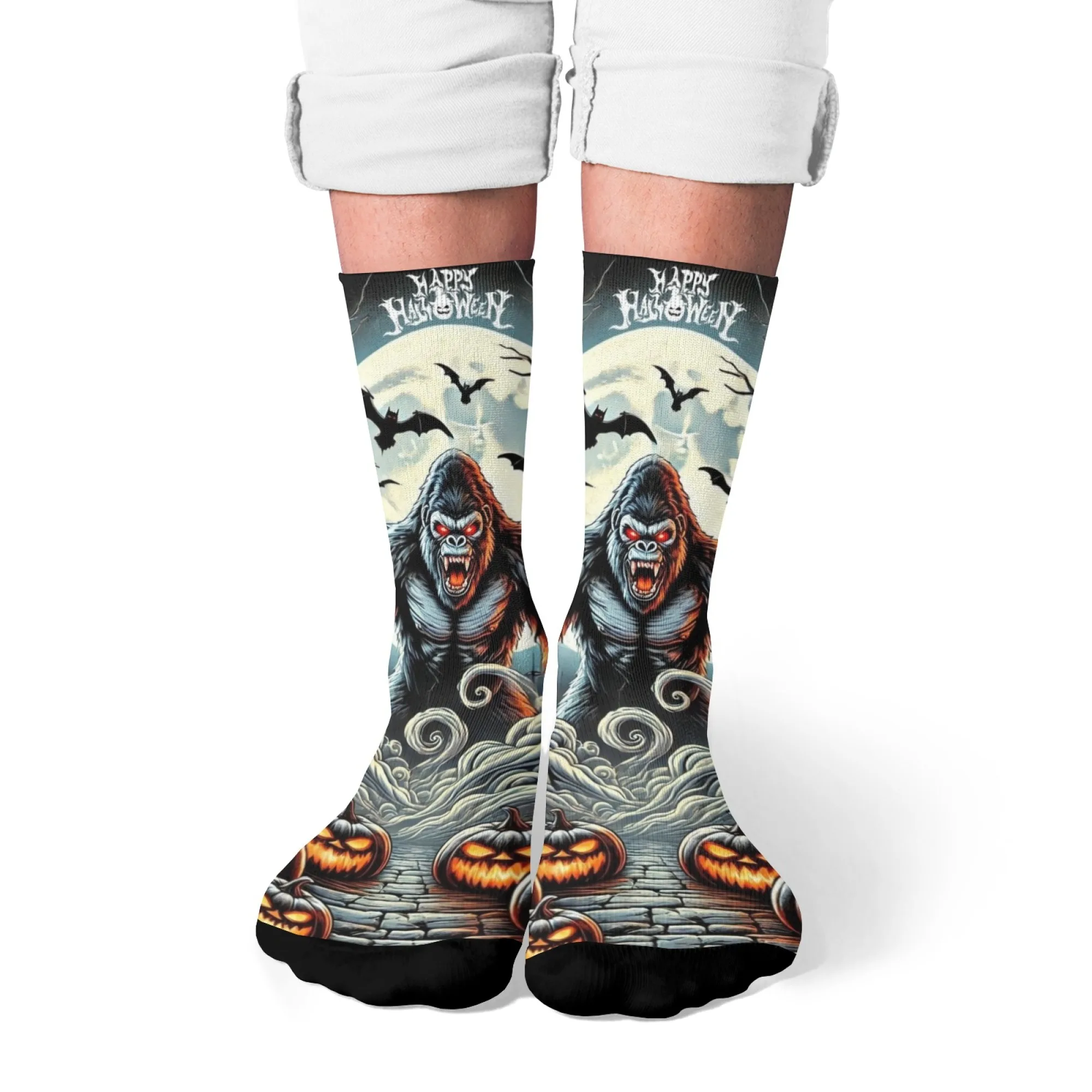

Crazy Gorilla Funny Men's Socks Happy Halloween Socks Novelty Party Gift Street Hip Hop Style Comfortable Warm Casual Socks