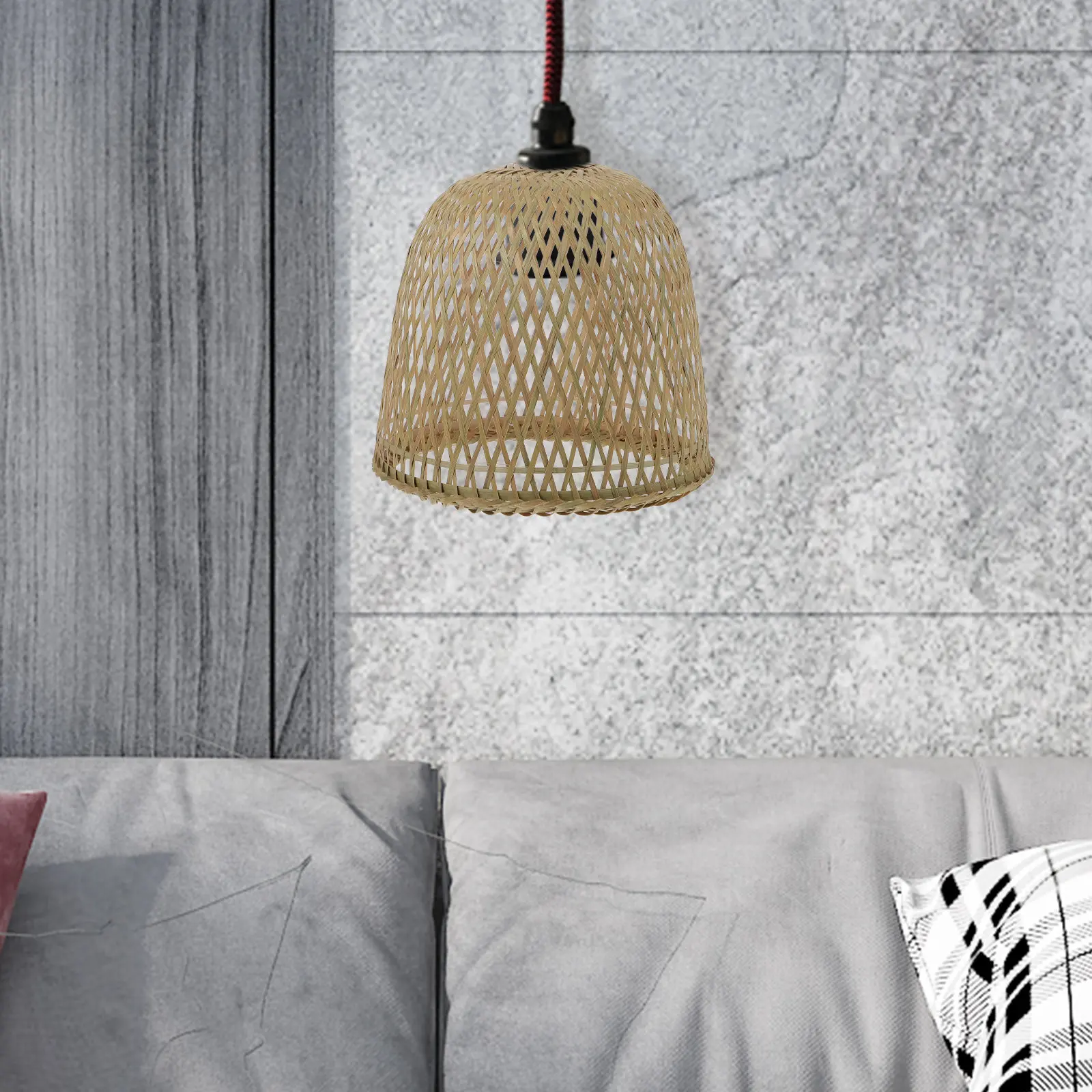 1Pcs Bamboo Lampshade Woven Hanging Ceiling Lamp Cover Home Decor Dining Room Light Cover Bamboo Lampshade