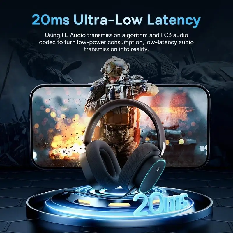 To 1+ GH02 Gaming Wireless Headphone with Mic Over-Ear Headphones Bluetooth 5.3 40mm Driver 2.4G/Wireless/Cable RGB Headsets ..