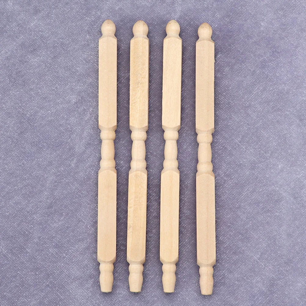 

4Pcs Mini Furniture Wood Newel Posts Mini House Accessories Miniature Pillars Micro Scene DIY Decoration Dollhouse Building