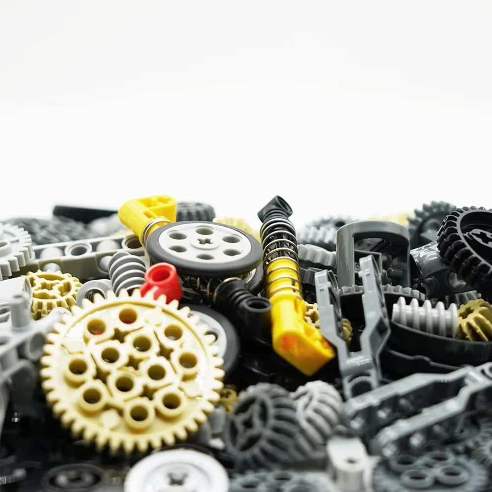 768PCS Technical Parts Cars Gears Axles Pack Wheels Connectors Chain Link Pins Joints Bricks Shock Absorber MOC Building Blocks