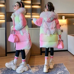 2024 Fashion girls clothing Winter Warm down Cotton Jackets Children parka Fur Collar Coats toddler Thicken Hooded kids Clothes