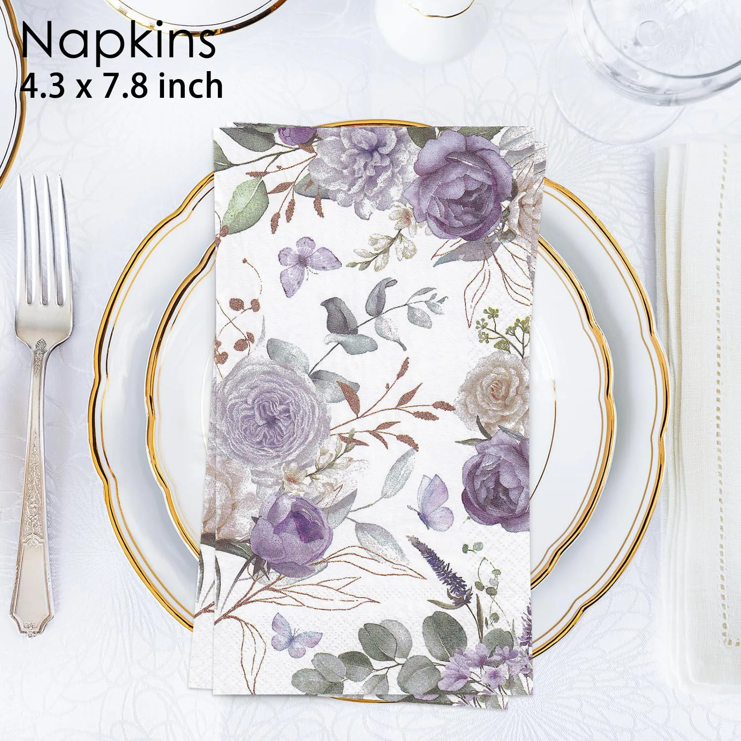Servilleta De papel con estampado De flores, servilletas desechables para decoupage De fiesta, Servilletas De boda, hermosas servilletas moradas, Papel, toalla Paier