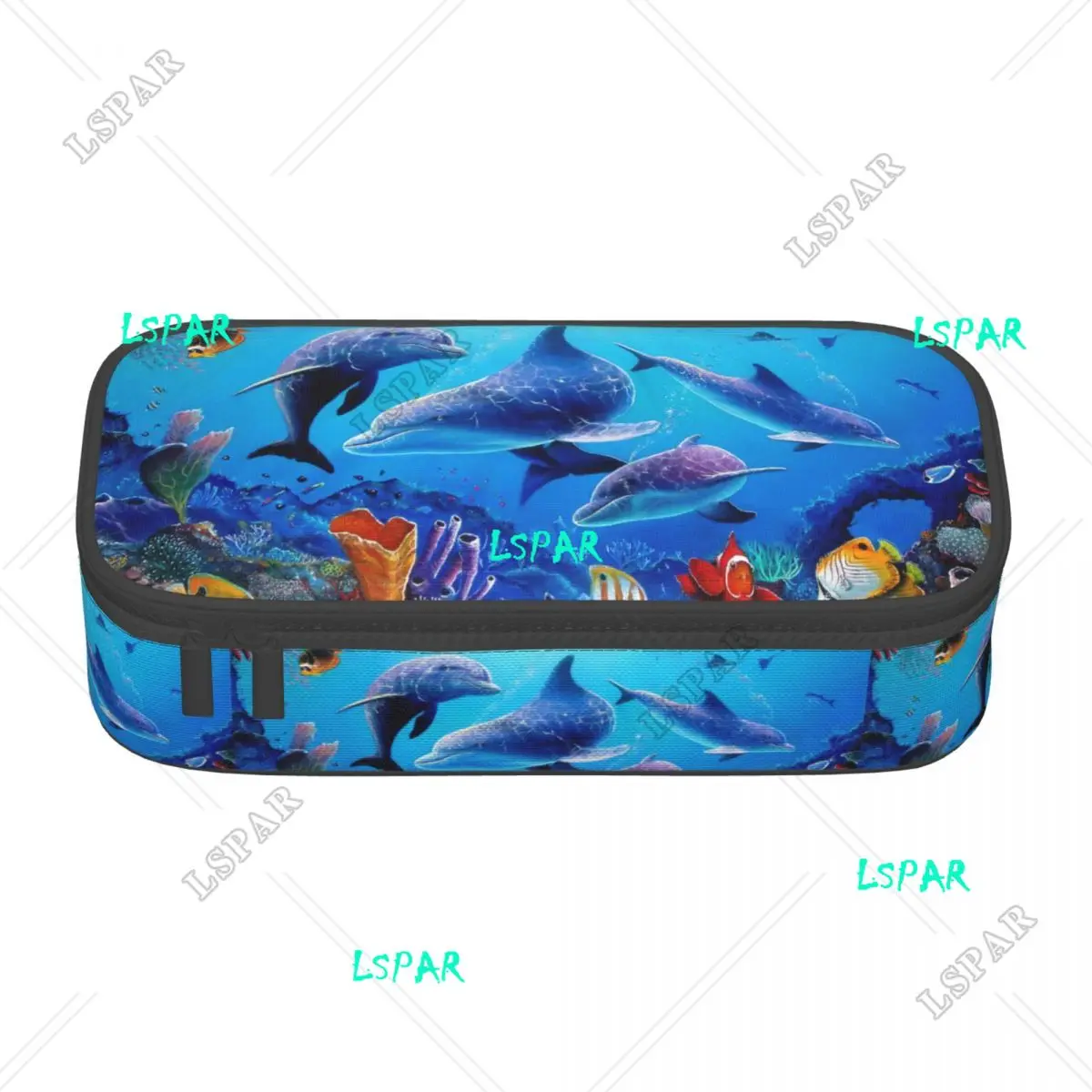 Custom Funny Dolphin Ocean Animal Kawaii Pencil Case Boy Girl Large Capacity Sea Creature Pencil Box Students Stationery