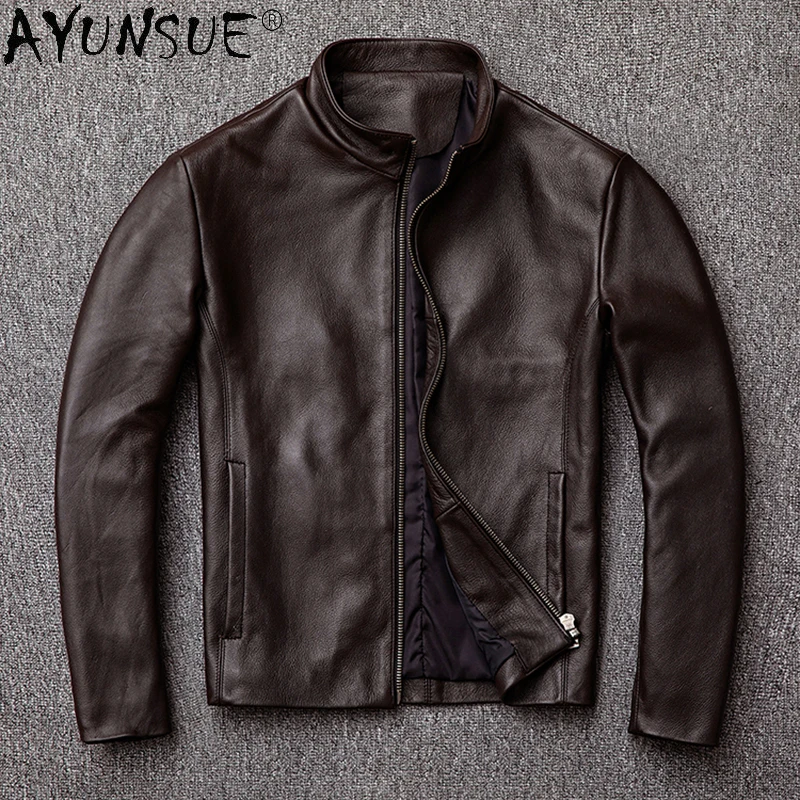 

AYUNSUE 100% Genuine Leather Jacket Men Cow Jackets Men's Clothing 2022 Autumn Coat Male Bomber Mens Jackets jaqueta de couro