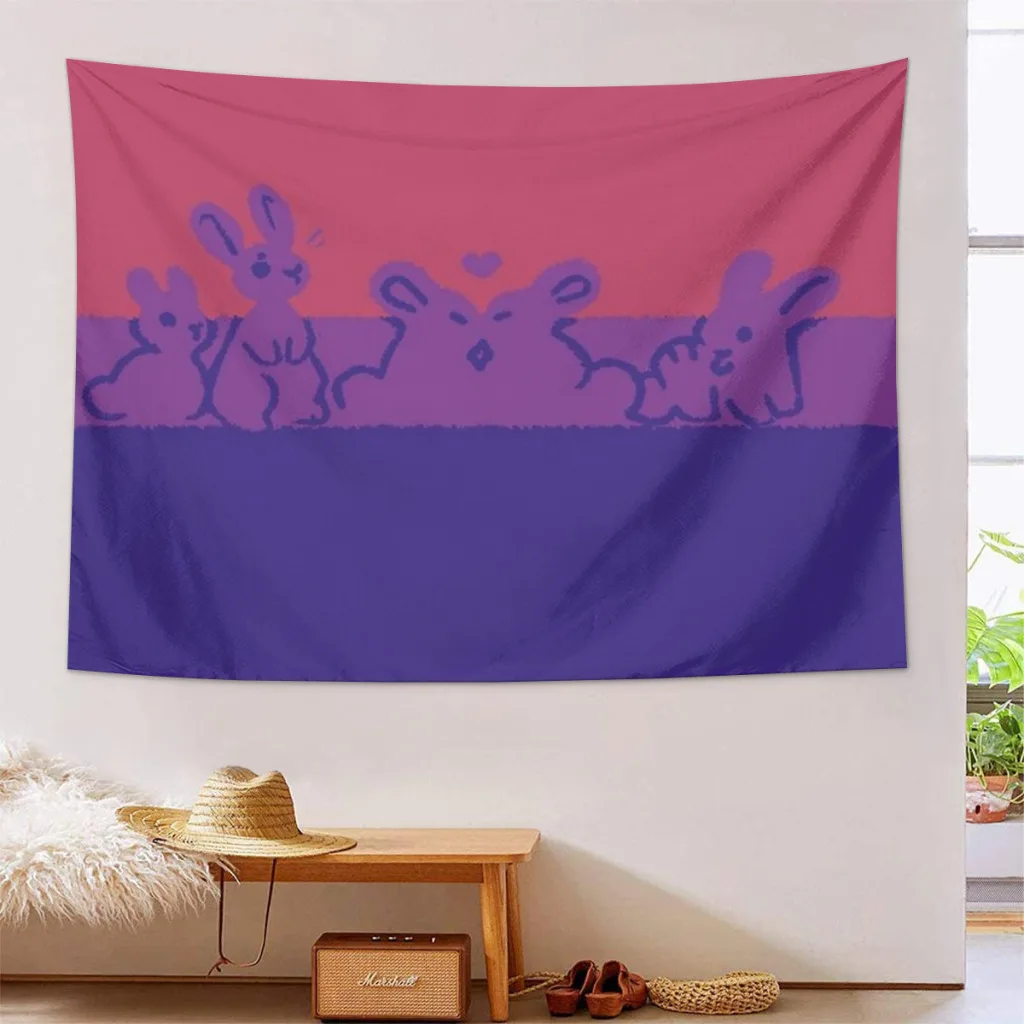 

Bi Flag Bunnies Tapestry Aesthetic Room Décor Wall Hogar Decorating