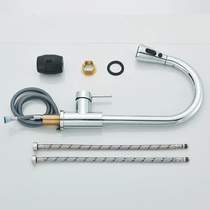 Keran Dapur Krom Rozin Keran Mixer Wastafel Dapur Cerat Tarik Terpasang Di Dek Keran Mixer Nosel Penyemprot Aliran Satu Tingkat Keran Mixer 8 mixer keran dapur penjualan terbaik - №