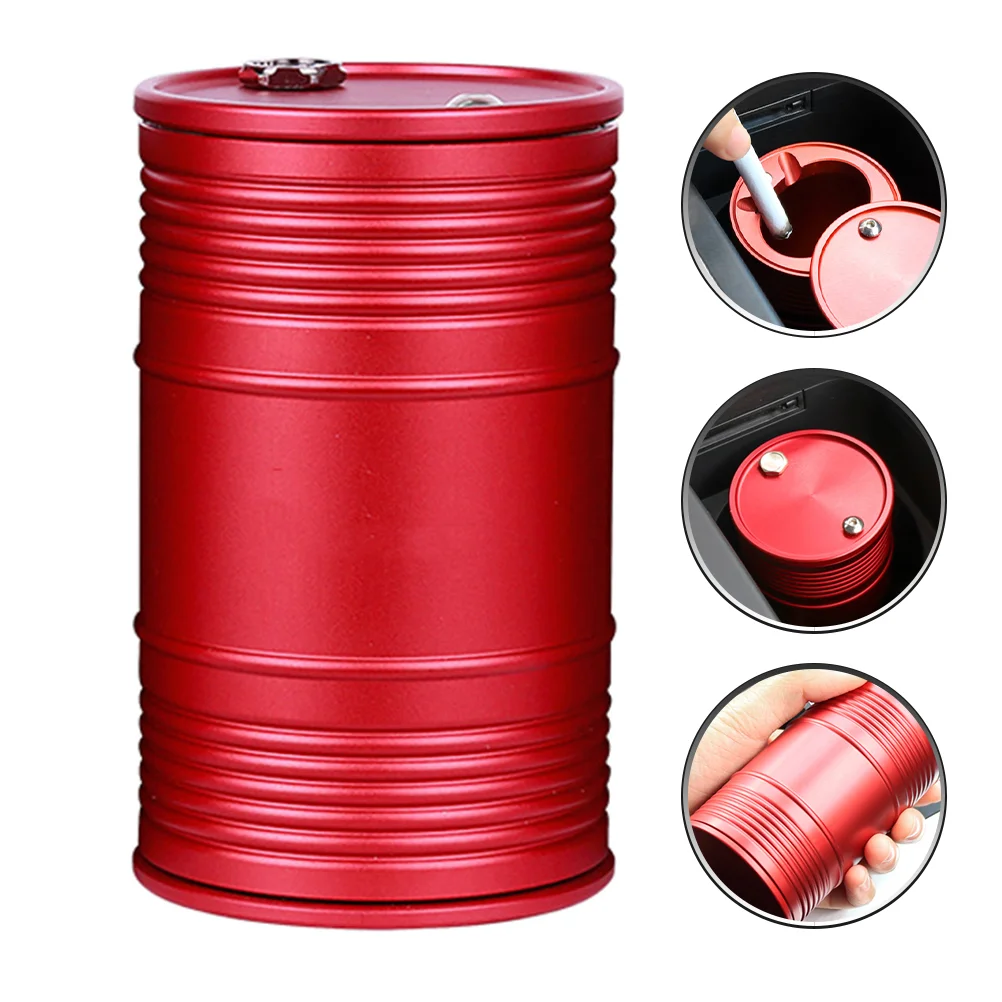 Portable Trash Can for Car with Lid Ashtray Diffuser Smoking Vintage Desktop Red Travel