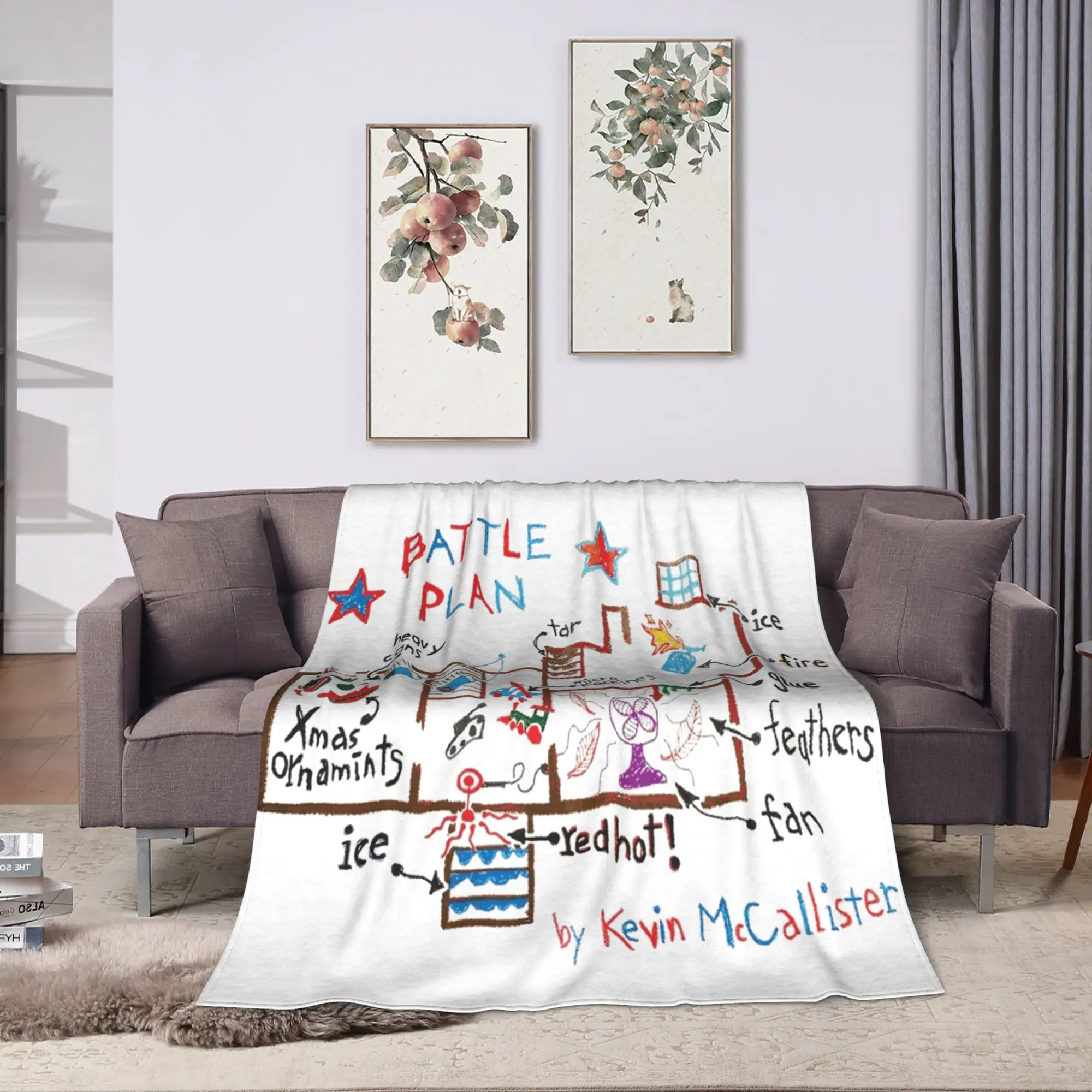 Movie Home Alones Battle Plan Plush Blanket Christmas Flannel Throw Blanket Chair Warm Soft Design Quality Bedspread Gift Idea